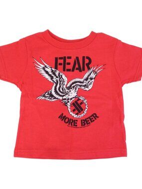 Fear More Beer Bird Kids Shirt Funny Punk Rock Retro Novelty Toddler Apparel NWT
